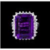 Image 2 : 13.08 ctw Amethyst and Diamond Ring - 14KT White Gold