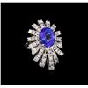 Image 1 : 5.73 ctw Tanzanite and Diamond Ring - 14KT White Gold