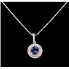 Image 1 : 14KT White Gold 1.49 ctw Tanzanite and Diamond Pendant With Chain