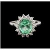 Image 2 : 2.92 ctw Emerald and Diamond Ring - 14KT White Gold