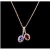 Image 2 : 0.82 ctw Multi Gemstone and Diamond Pendant - 14KT Rose Gold