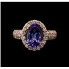 Image 2 : 3.31 ctw Tanzanite and Diamond Ring - 14KT Rose Gold