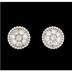 1.02 ctw Diamond Earrings - 14KT White Gold