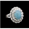 Image 1 : 14KT White Gold 4.44 ctw Chrysoprase and Diamond Ring