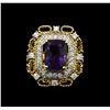 Image 2 : 4.87 ctw Purple Sapphire and Diamond Ring - 14KT Two-Tone Gold