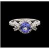 Image 2 : 14KT White Gold 1.25 ctw Tanzanite and Diamond Ring