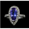 Image 2 : 2.19 ctw Tanzanite and Diamond Ring - 14KT White Gold