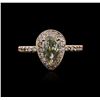 Image 2 : 14KT Rose Gold 1.19 ctw Fancy Green Diamond Ring