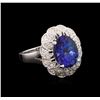 Image 1 : 5.20 ctw Tanzanite and Diamond Ring - 14KT White Gold