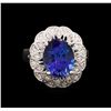 Image 2 : 5.20 ctw Tanzanite and Diamond Ring - 14KT White Gold