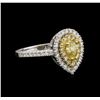 Image 1 : 1.10 ctw Yellow Diamond Ring - 14KT White Gold