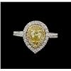 Image 2 : 1.10 ctw Yellow Diamond Ring - 14KT White Gold