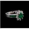 Image 1 : 1.25 ctw Emerald and Diamond Ring - 14KT White Gold