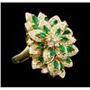 Image 1 : 1.51 ctw Diamond and Emerald Ring - 18KT Yellow Gold