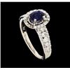 Image 4 : 0.75 ctw Sapphire and Diamond Ring - 14KT White Gold