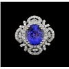 Image 2 : 4.07 ctw Tanzanite and Diamond Ring - 14KT White Gold