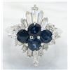 Image 1 : 1.04 ctw Diamond and Sapphire Ring - 18KT White Gold
