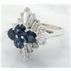 Image 2 : 1.04 ctw Diamond and Sapphire Ring - 18KT White Gold