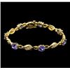 Image 1 : 7.00 ctw Tanzanite and Diamond Bracelet - 14KT Yellow Gold