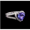 Image 1 : 4.10 ctw Tanzanite and Diamond Ring - 14KT White Gold