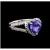 Image 1 : 4.10 ctw Tanzanite and Diamond Ring - 14KT White Gold