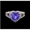 Image 2 : 4.10 ctw Tanzanite and Diamond Ring - 14KT White Gold