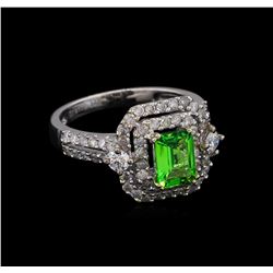 0.99 ctw Tsavorite and Diamond Ring - 14KT White Gold