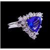 Image 1 : 3.45 ctw Tanzanite and Diamond Ring - 14KT White Gold