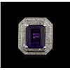 Image 2 : 14KT White Gold 11.14 ctw Amethyst and Diamond Ring