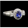 Image 1 : 0.53 ctw Sapphire and Diamond Ring - Platinum