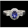 Image 2 : 0.53 ctw Sapphire and Diamond Ring - Platinum