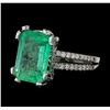 Image 1 : GIA Cert 5.99 ctw Emerald and Diamond Ring - 14KT White Gold