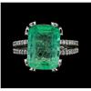 Image 2 : GIA Cert 5.99 ctw Emerald and Diamond Ring - 14KT White Gold