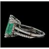 Image 3 : GIA Cert 5.99 ctw Emerald and Diamond Ring - 14KT White Gold