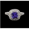 Image 2 : 14KT White Gold 1.47 ctw Tanzanite and Diamond Ring