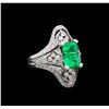 Image 1 : 2.95 ctw Emerald and Diamond Ring - 18KT White Gold