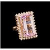 Image 1 : 21.94 ctw Kunzite and Diamond Ring - 14KT Rose Gold