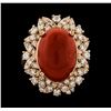 Image 2 : 6.24 ctw Coral and Diamond Ring - 14KT Rose Gold