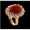 Image 4 : 6.24 ctw Coral and Diamond Ring - 14KT Rose Gold