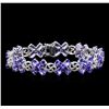 Image 1 : 20.51 ctw Tanzanite and Diamond Bracelet - 14KT White Gold