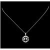 Image 2 : 0.45 ctw Pearl and Diamond Pendant With Chain - 14KT White Gold