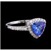 Image 1 : 1.34 ctw Tanzanite and Diamond Ring - 14KT White Gold