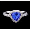 Image 2 : 1.34 ctw Tanzanite and Diamond Ring - 14KT White Gold