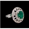 Image 1 : 14KT White Gold 2.21 ctw Emerald and Diamond Ring