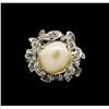 Image 2 : Pearl and Diamond Ring - 14KT White Gold