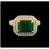 Image 2 : 14KT Yellow Gold 2.63 ctw Emerald and Diamond Ring