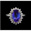 Image 2 : 4.67 ctw Tanzanite and Diamond Ring - 14KT White Gold