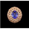 Image 2 : 14KT Rose Gold 4.34 ctw Tanzanite and Diamond Ring