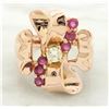 Image 1 : 0.16 ctw Diamond and Ruby Ring - 14KT Rose Gold