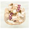 Image 9 : 0.16 ctw Diamond and Ruby Ring - 14KT Rose Gold